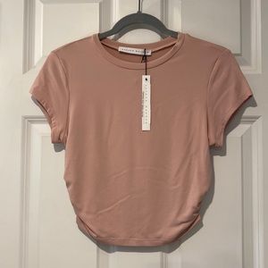 Susana Monaco Gathered Short Sleeve Crop Top